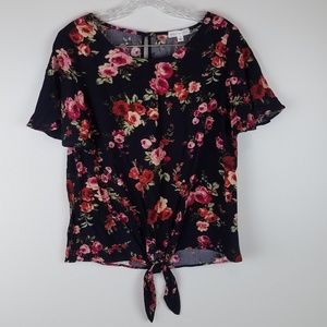 SOCIALITE | FLORAL TIE FRONT SHIRT